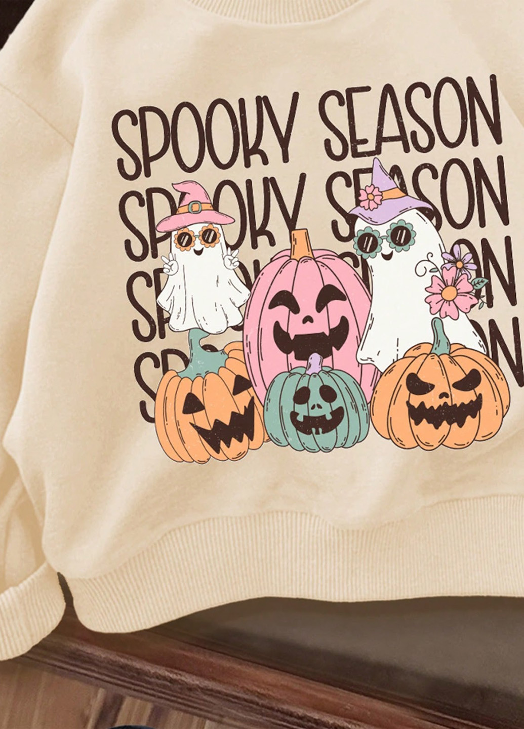 SHEIN світшот малюнок світло-бежевий кежуал поліестер