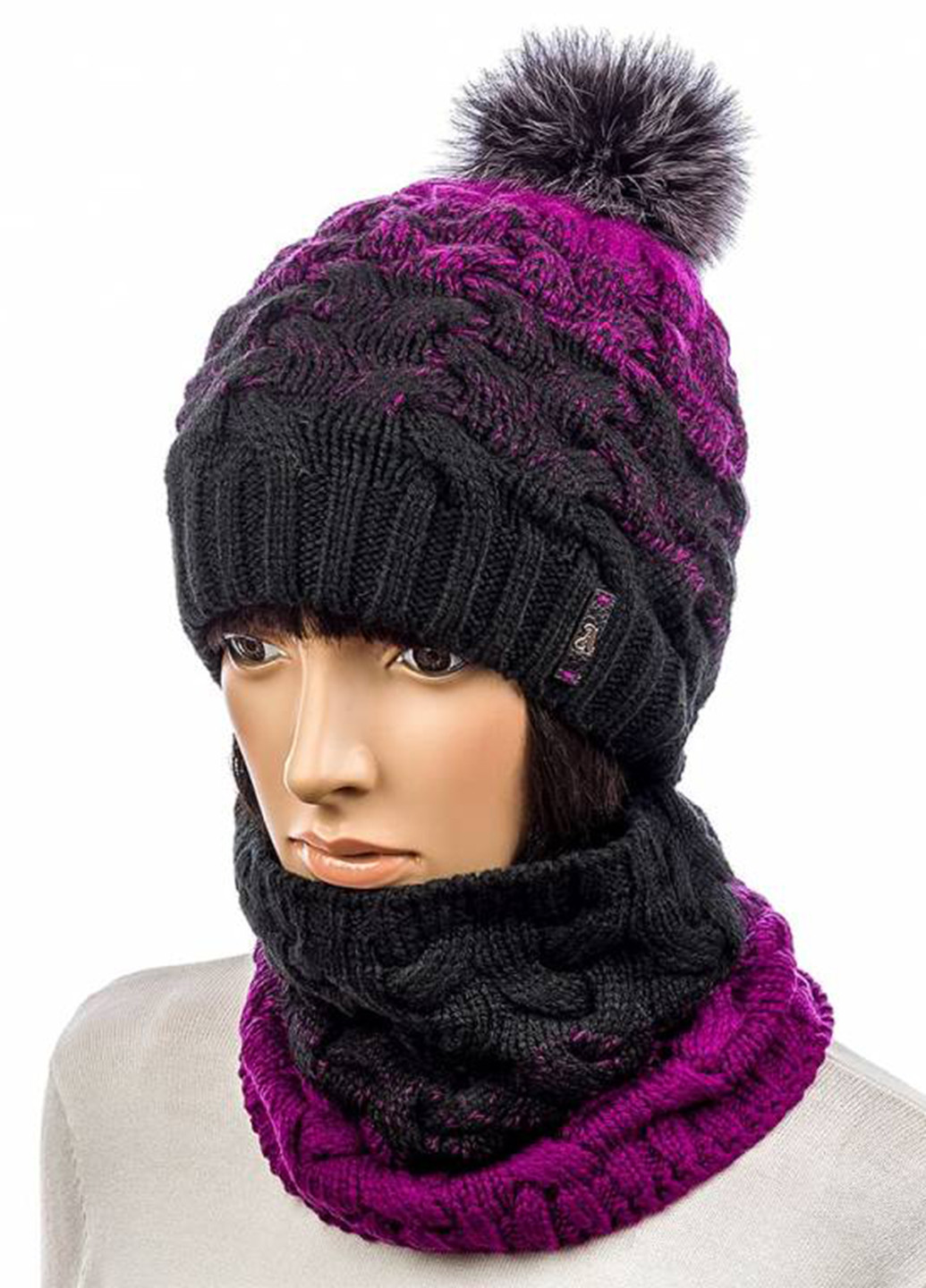 Фуксиновый зимний комплект (шапка, шарф-снуд) Atrics