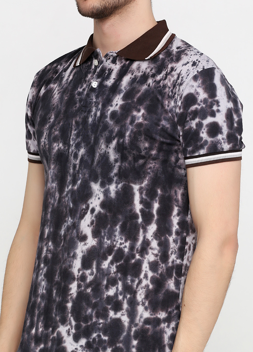 Серо-коричневая футболка-поло для мужчин Chiarotex с абстрактным узором