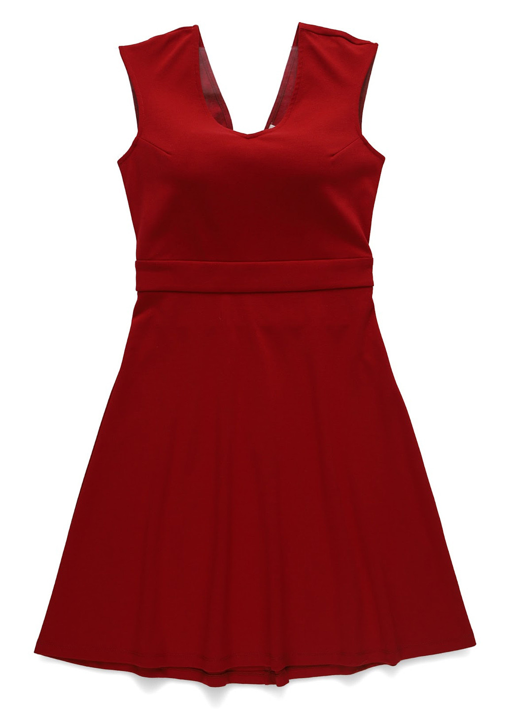 Вишневое кэжуал платье клеш MINT&BERRY однотонное