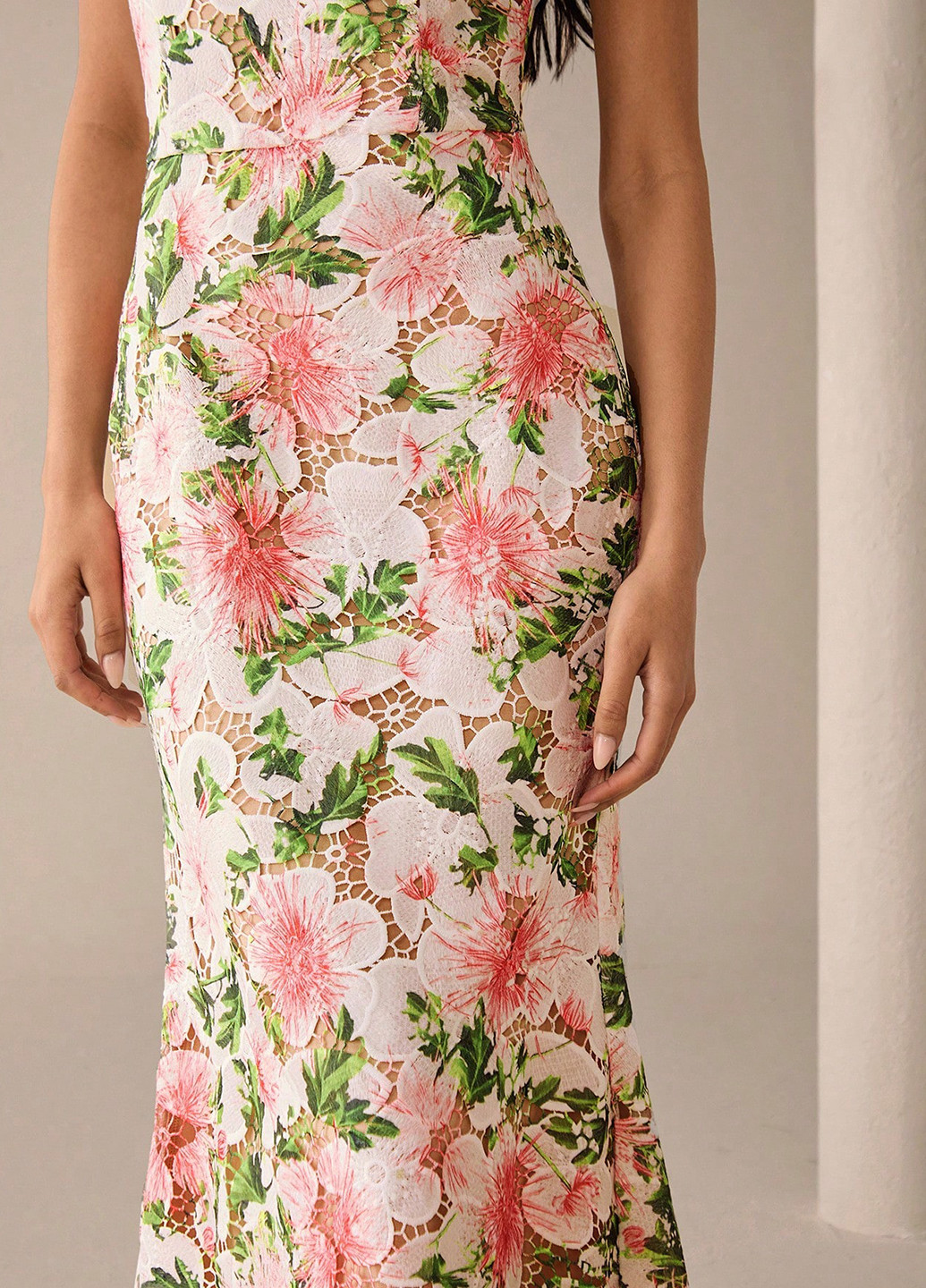 Білий святковий, кежуал сукня а-силует, з відкритими плечима, з відкритою спиною SHEIN з квітковим принтом