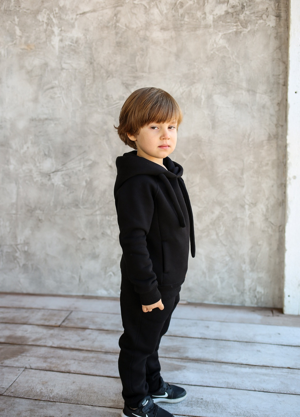 Черный зимний теплый детский костюм на флисе Sorelle