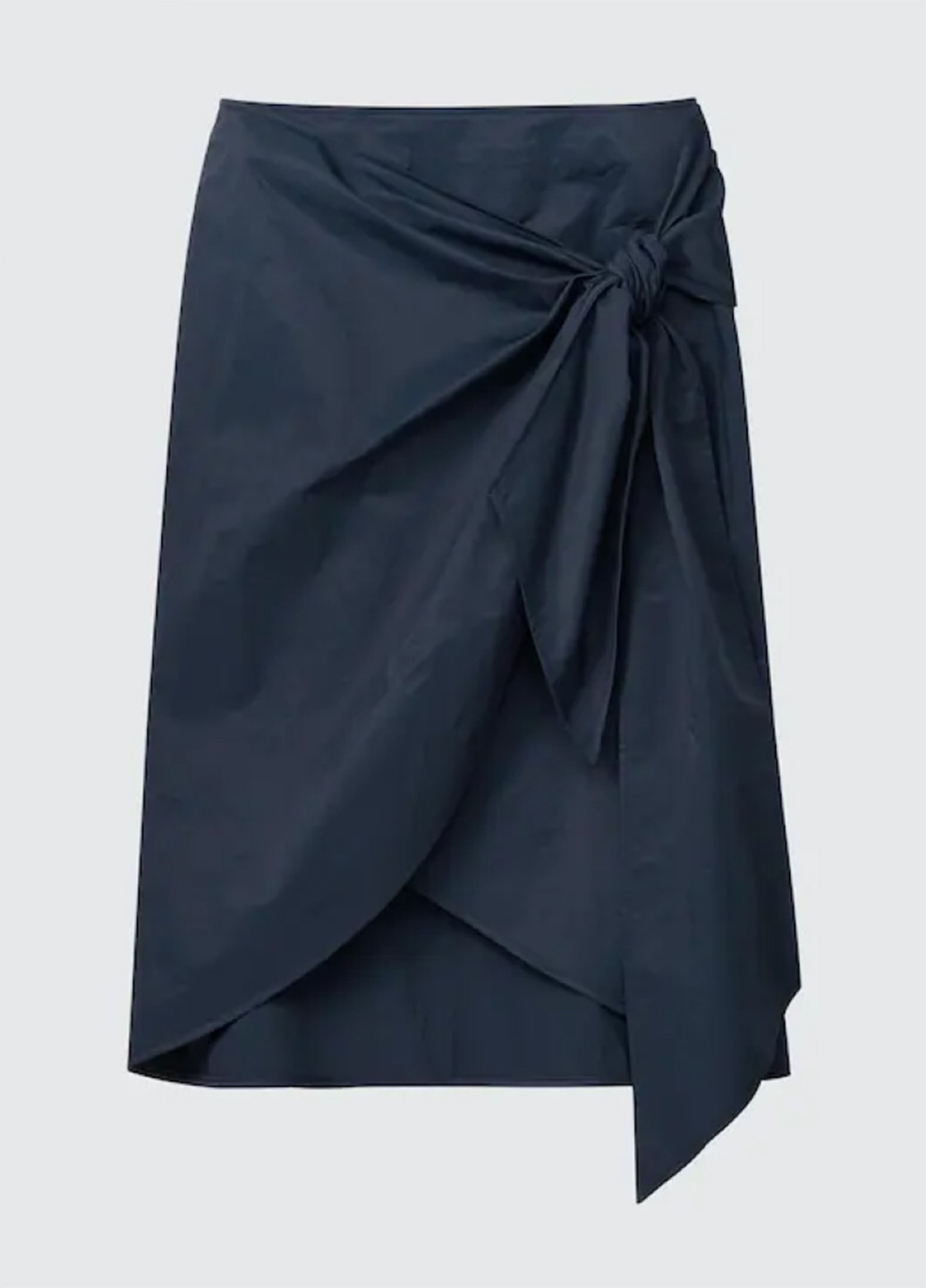Темно-синяя кэжуал однотонная юбка Uniqlo а-силуэта (трапеция), на запах