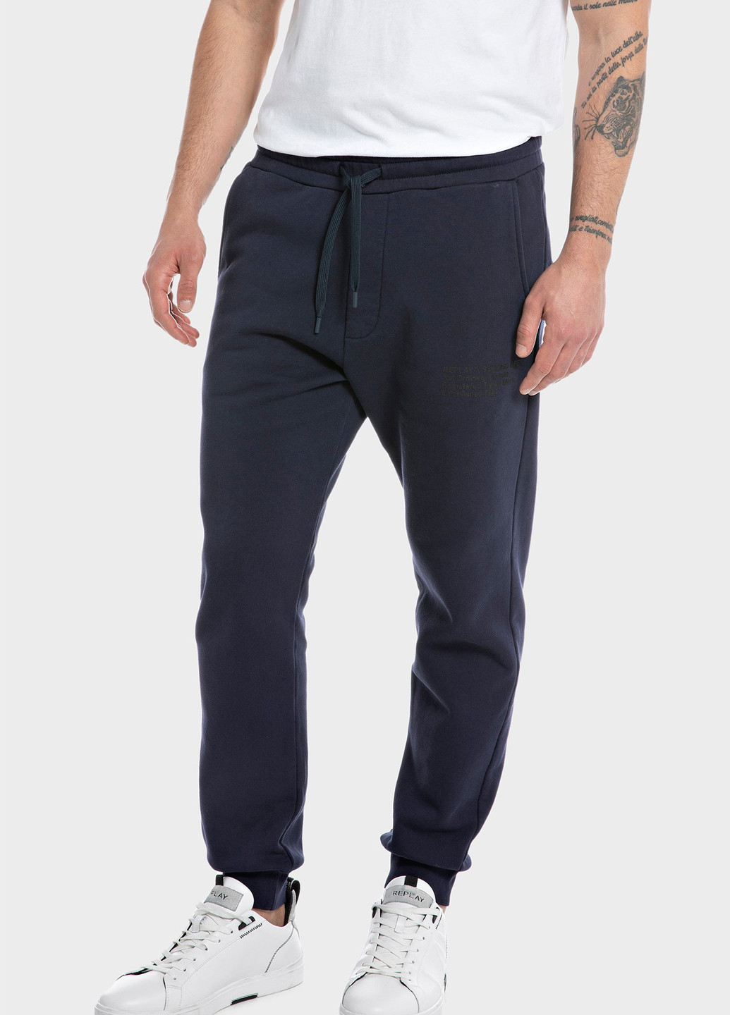 Темно-синие спортивные, кэжуал демисезонные джоггеры брюки Replay