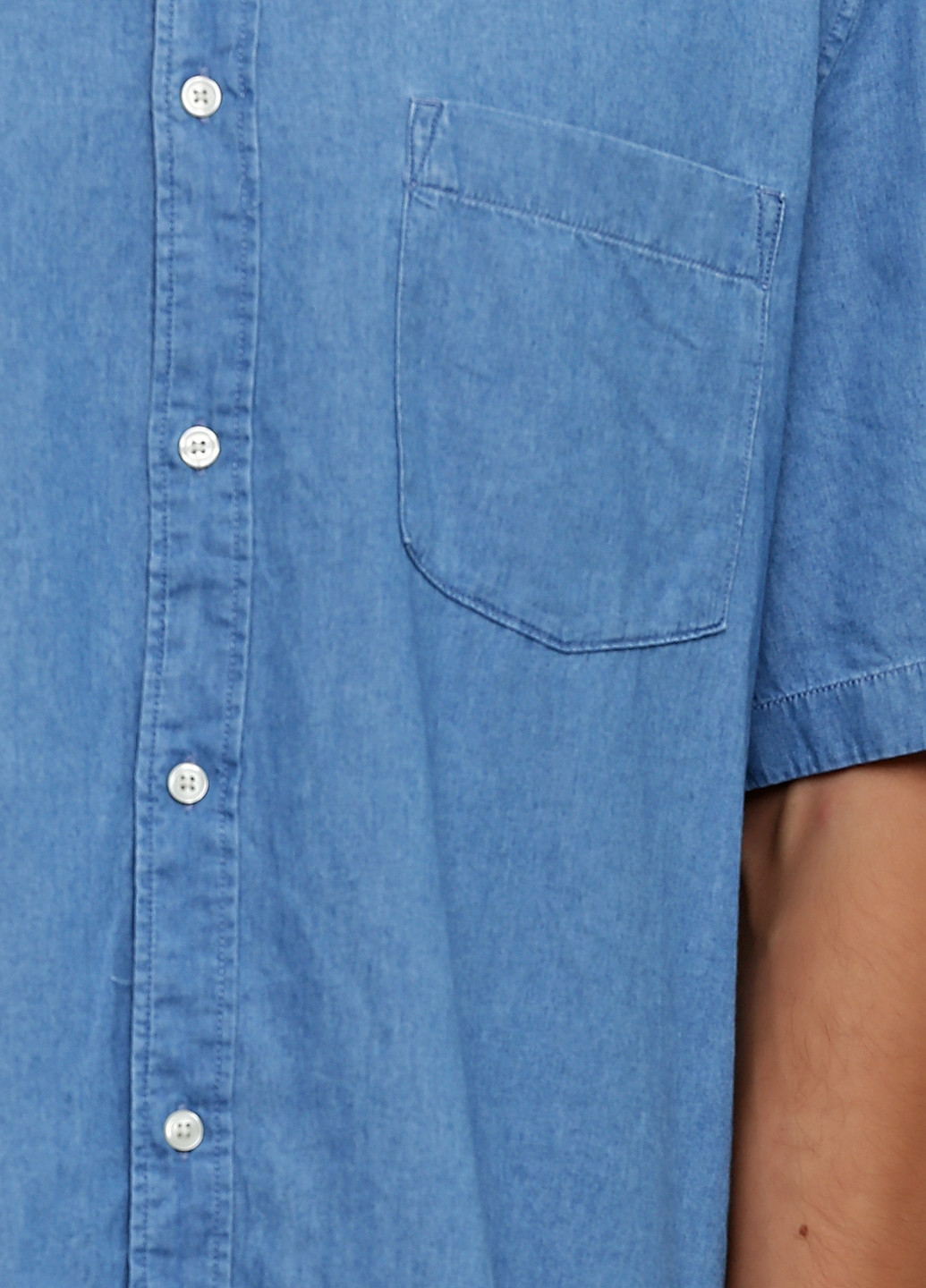 Сорочка H&M однотонна блакитна джинсова бавовна