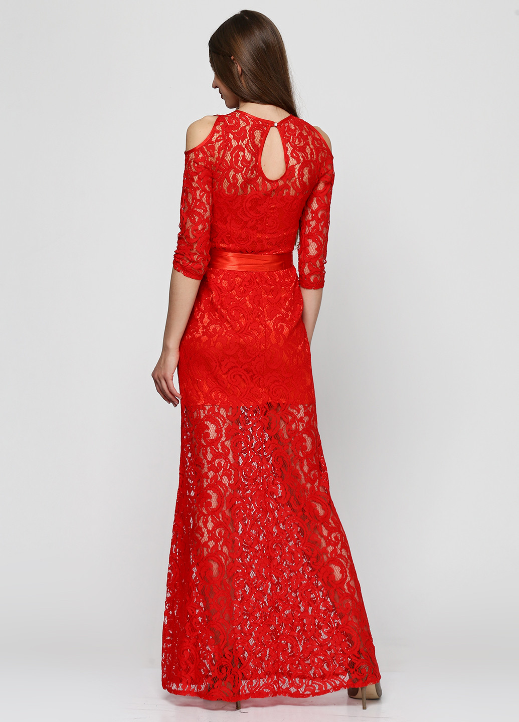 Красное вечернее платье Anastasia с абстрактным узором