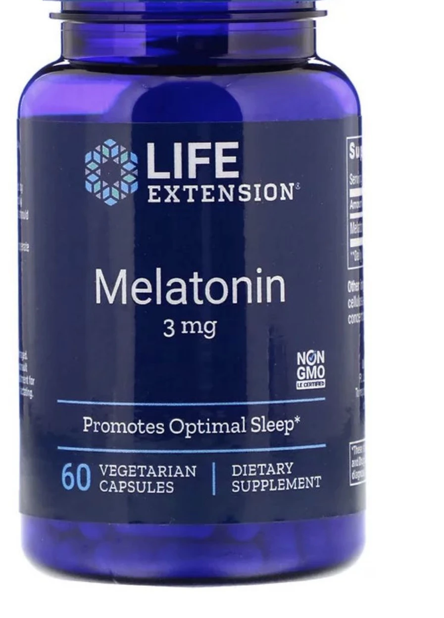 Мелатонин Melatonin, 3 mg, 60 Vegetarian Capsules Life Extension (254916596)