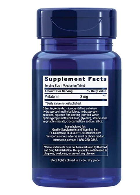 Мелатонин Melatonin, 3 mg, 60 Vegetarian Capsules Life Extension (254916596)