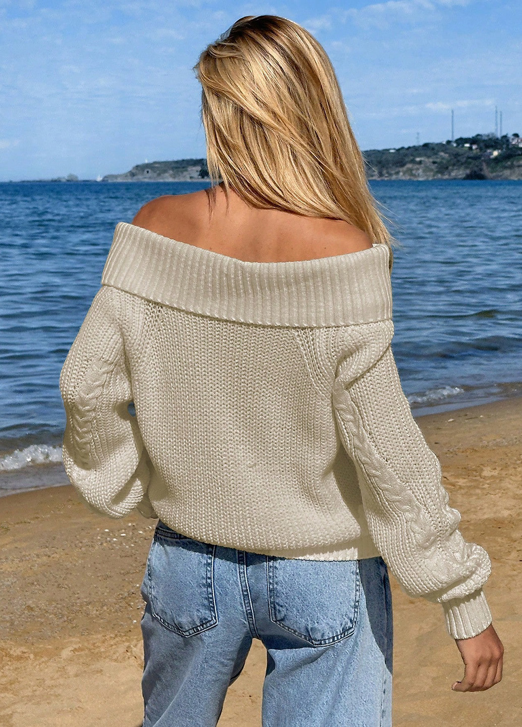 Светло-бежевый демисезонный свитер SHEIN