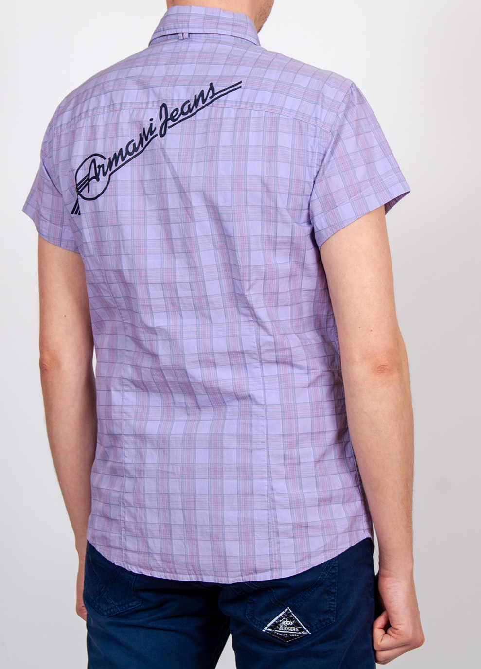 Фиолетовая рубашка в клетку Armani Jeans