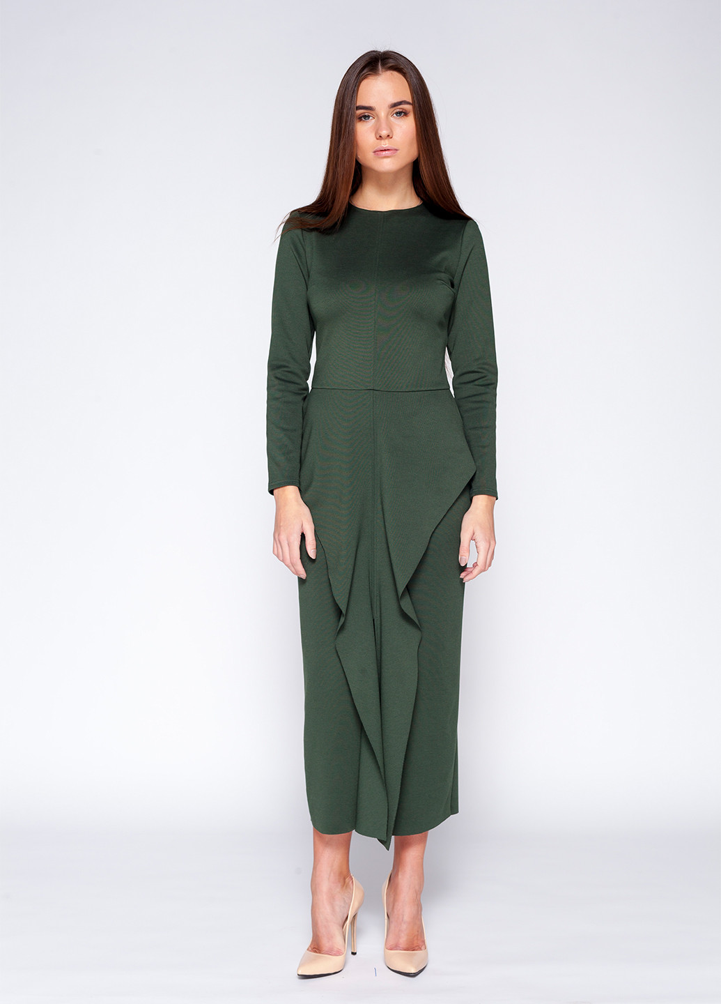 Темно-зелена кежуал сукня, сукня FEM однотонна