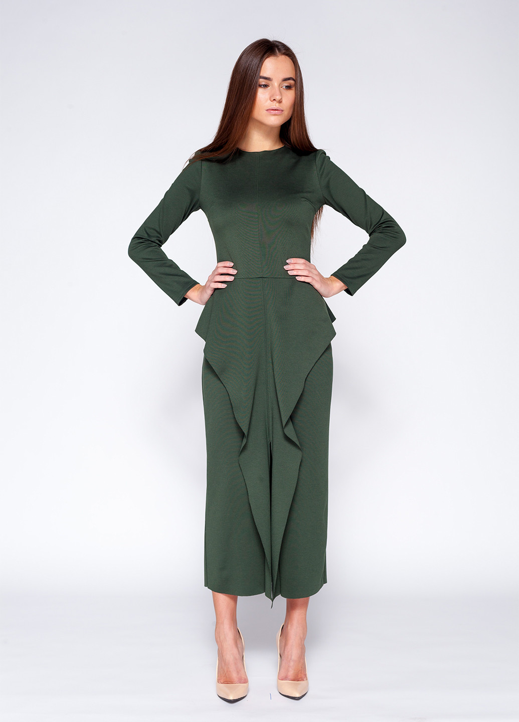 Темно-зелена кежуал сукня, сукня FEM однотонна
