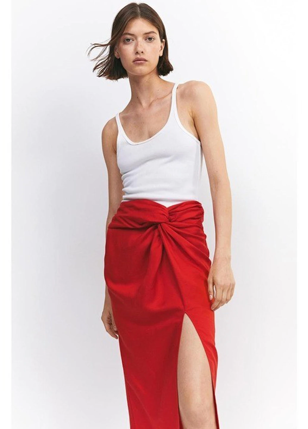 Красная кэжуал однотонная юбка H&M