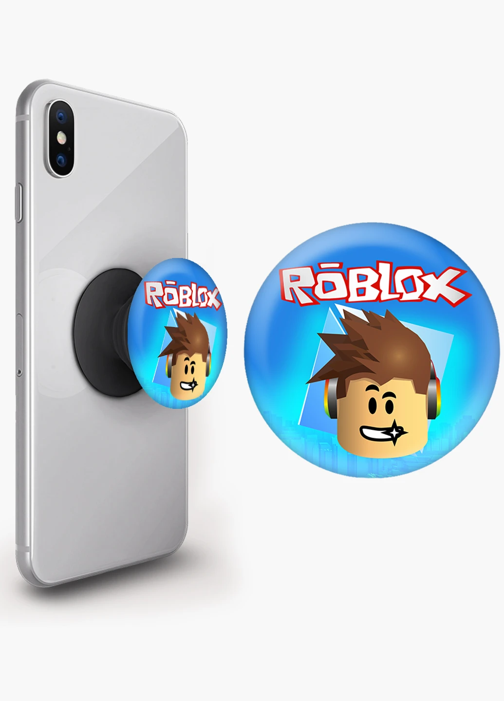 Попсокет (Popsockets) держатель для смартфона Роблокс (Roblox) (8754-1713) Черный MobiPrint (216836468)