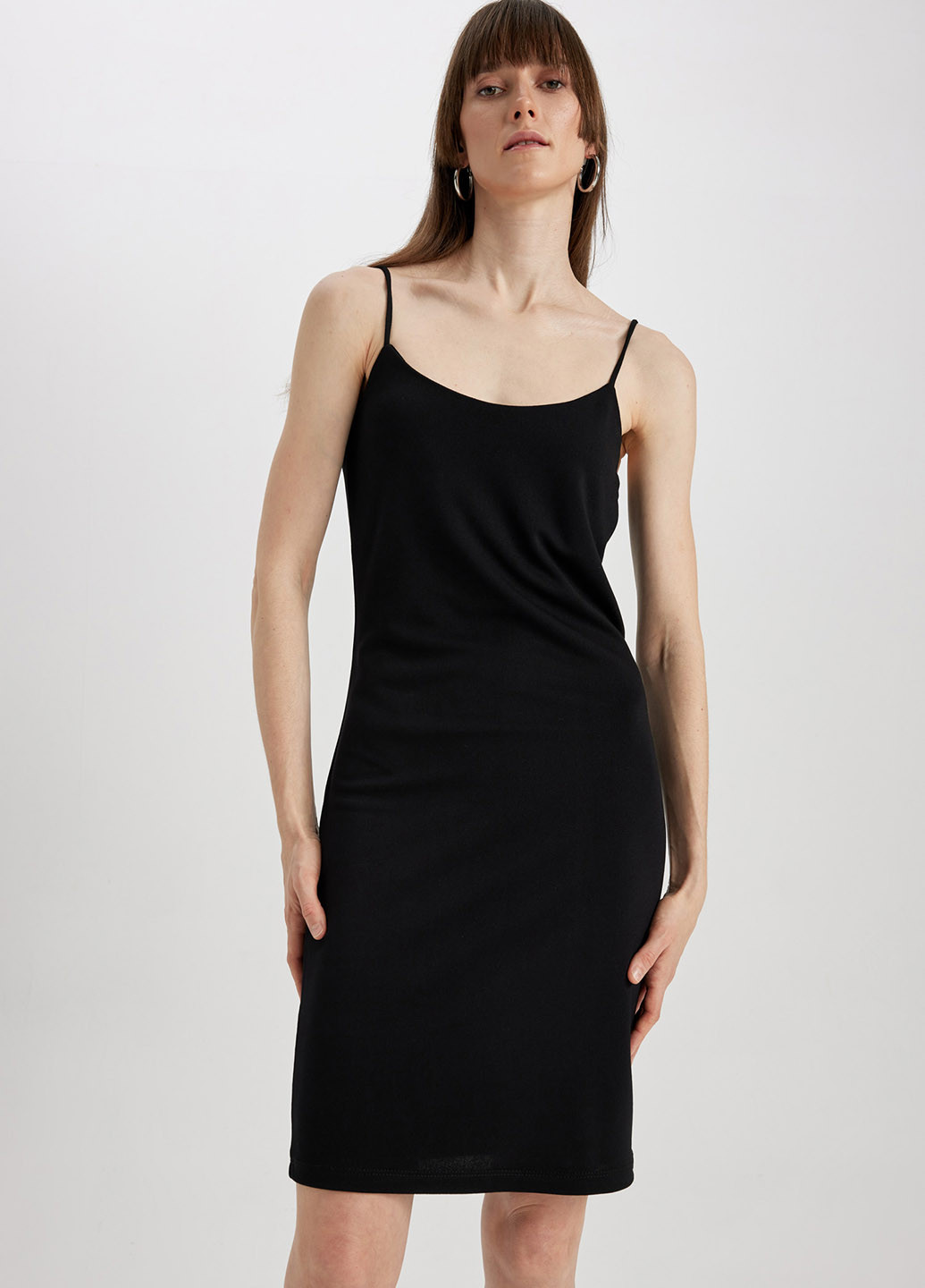 Черное кэжуал платье платье-майка DeFacto однотонное