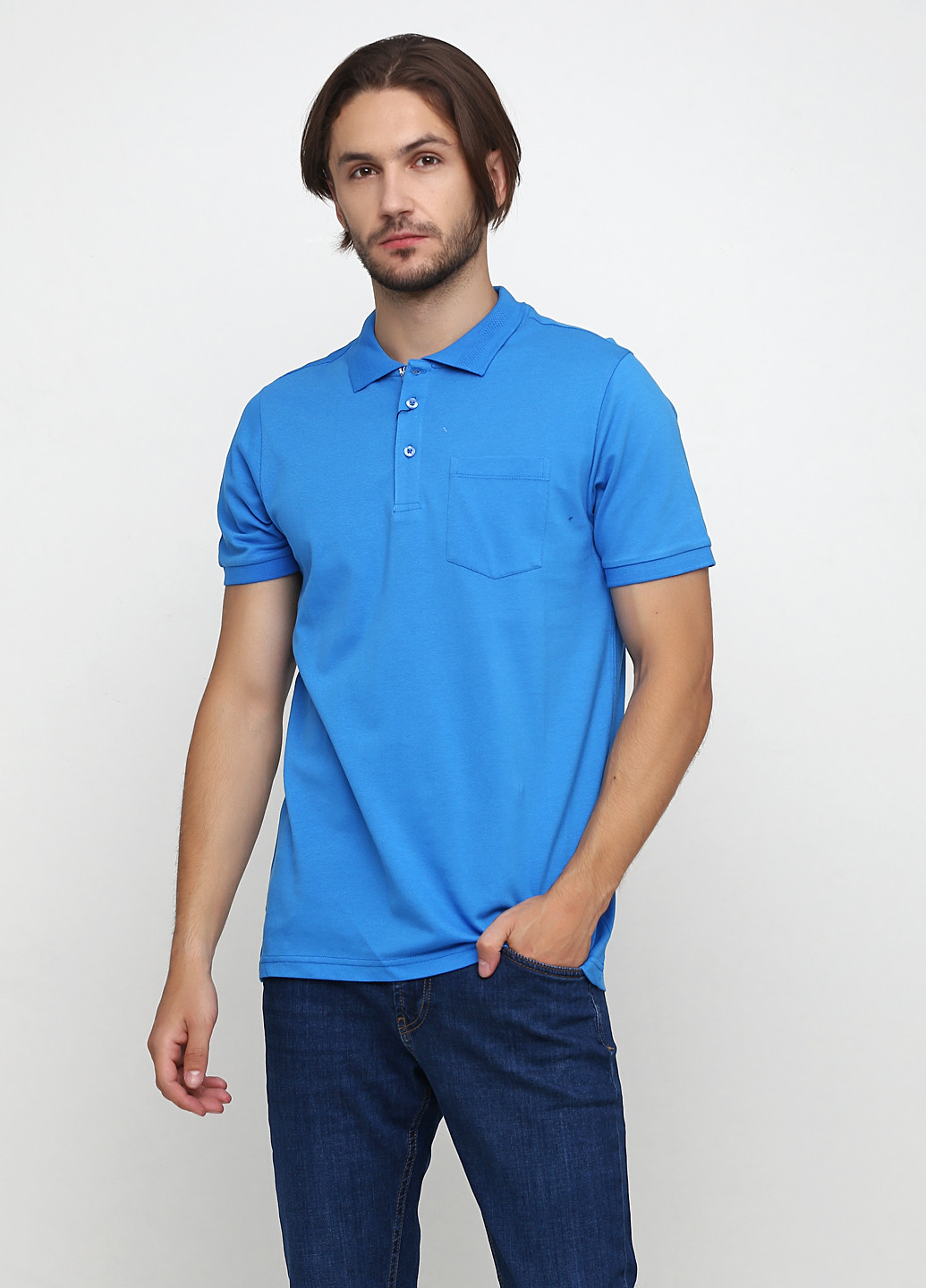 Синяя футболка-поло для мужчин Madoc Jeans однотонная