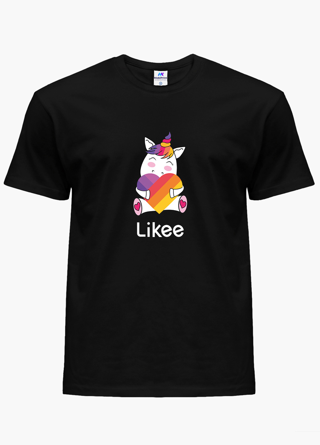 Черная демисезонная футболка детская лайк единорог (likee unicorn)(9224-1037) MobiPrint