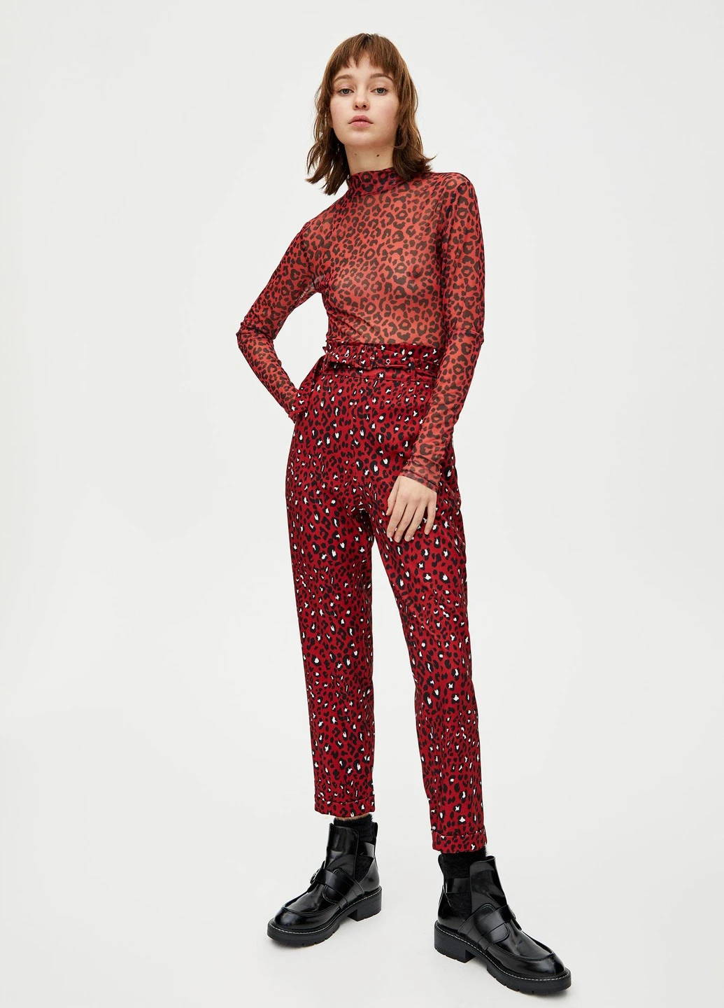 Штани демісезон,червоний в візерунки, Pull & Bear (256787648)