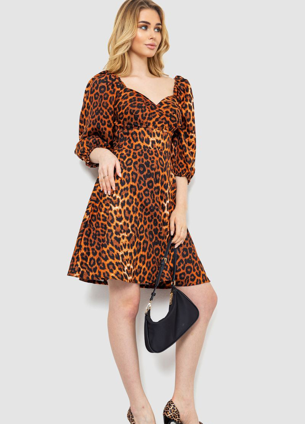 Коричневое кэжуал платье клеш Ager леопардовый