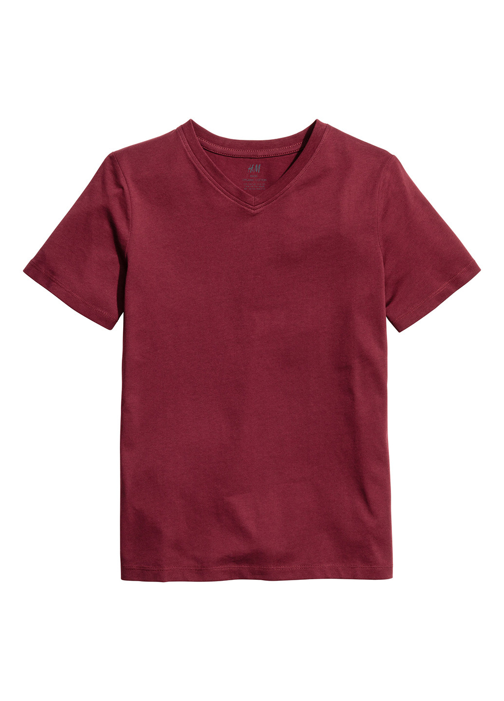 Бордовая летняя футболка с коротким рукавом H&M
