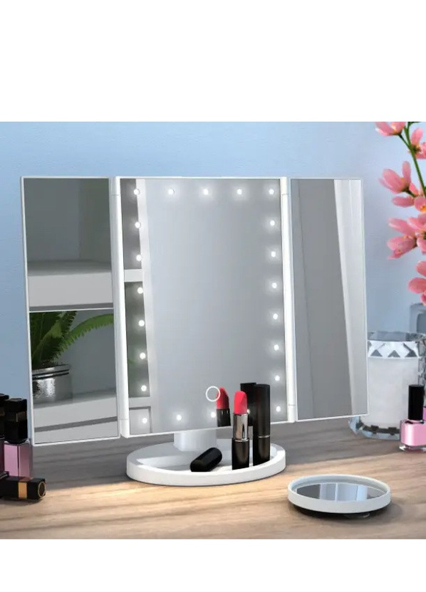 Зеркало для макияжа с подсветкой Led Miror тройное No Brand белое