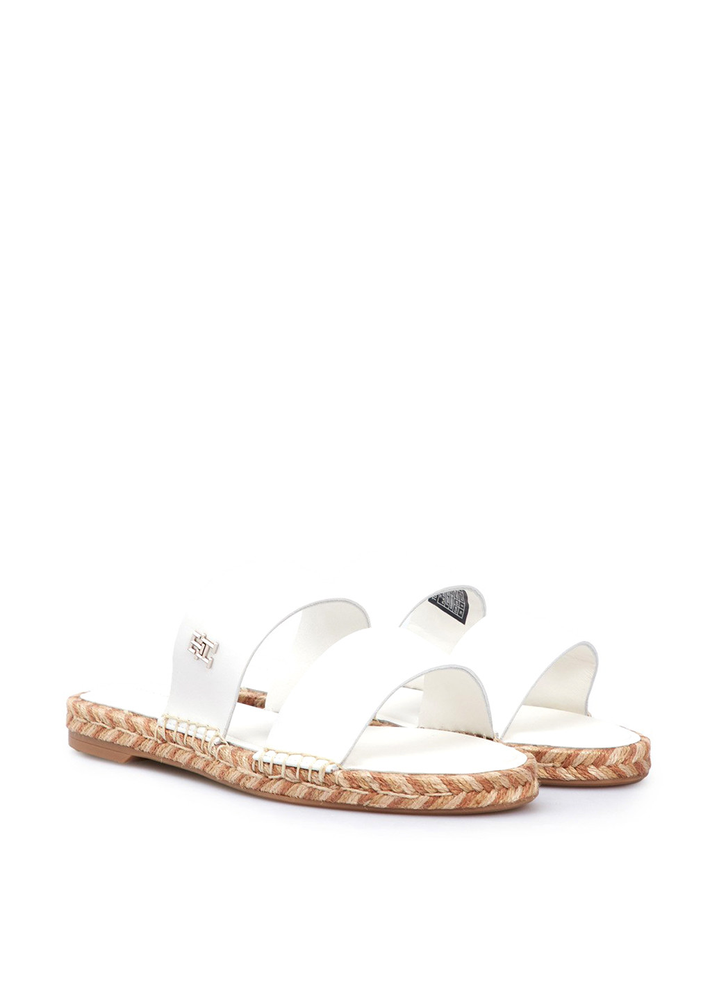 Белые шлепанцы Tommy Hilfiger на плетеной подошве, с логотипом