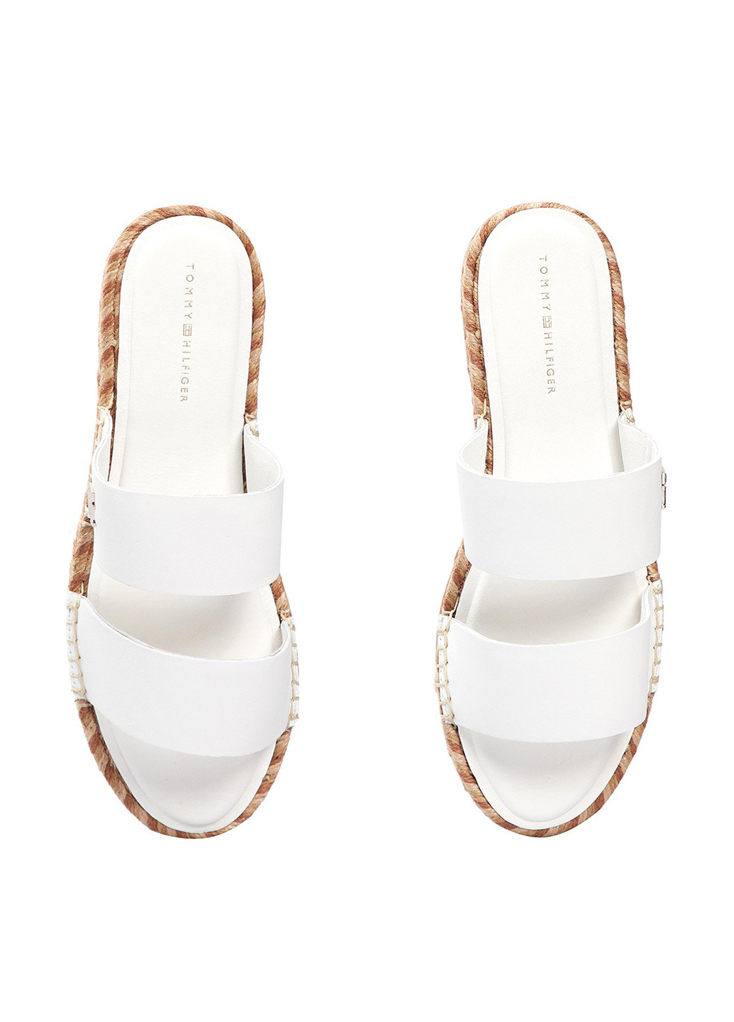 Белые шлепанцы Tommy Hilfiger на плетеной подошве, с логотипом