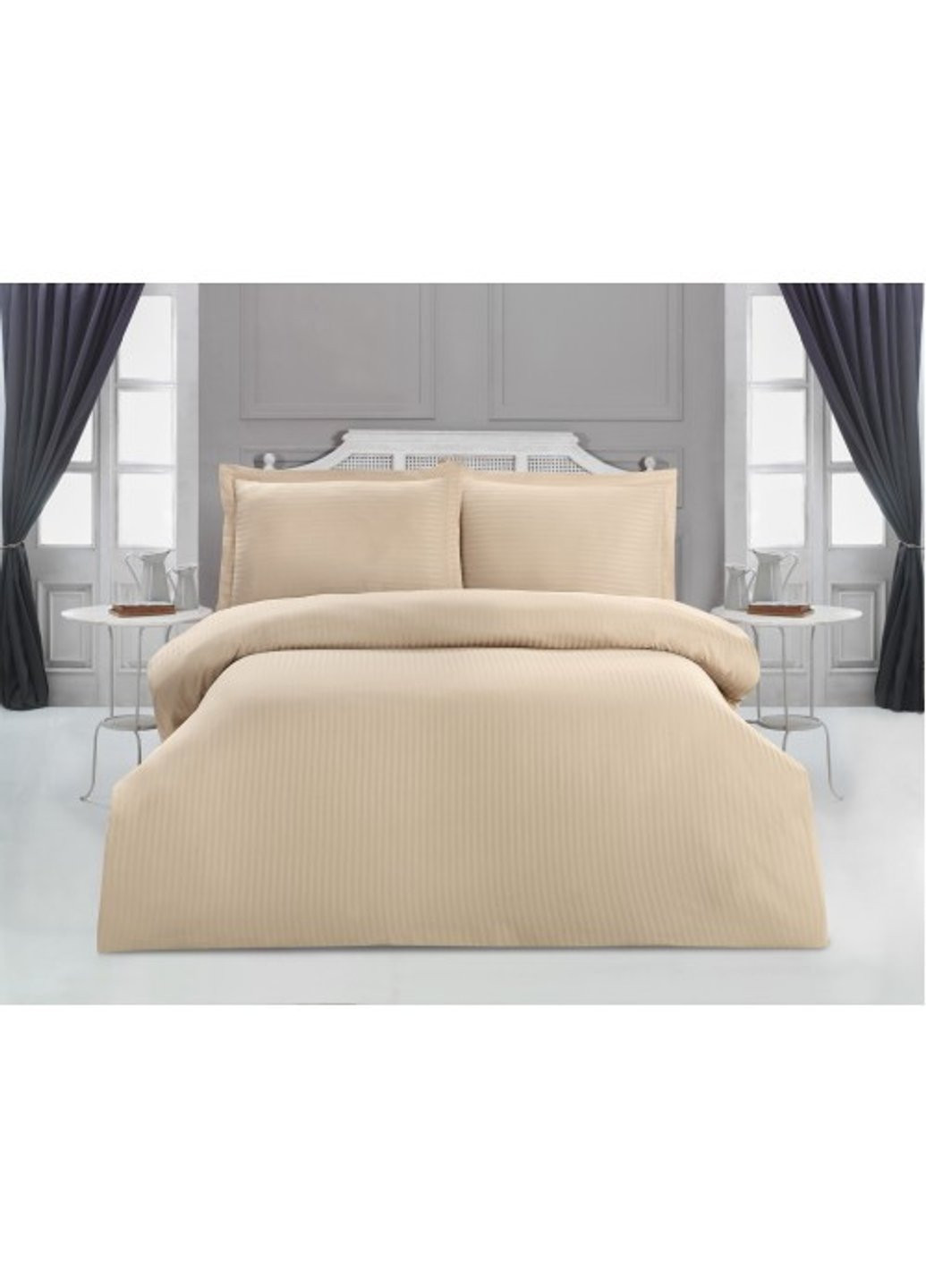 Постельное белье евро однотонное Sole AR-A107071-Gold 200х220 см Arya (254782717)