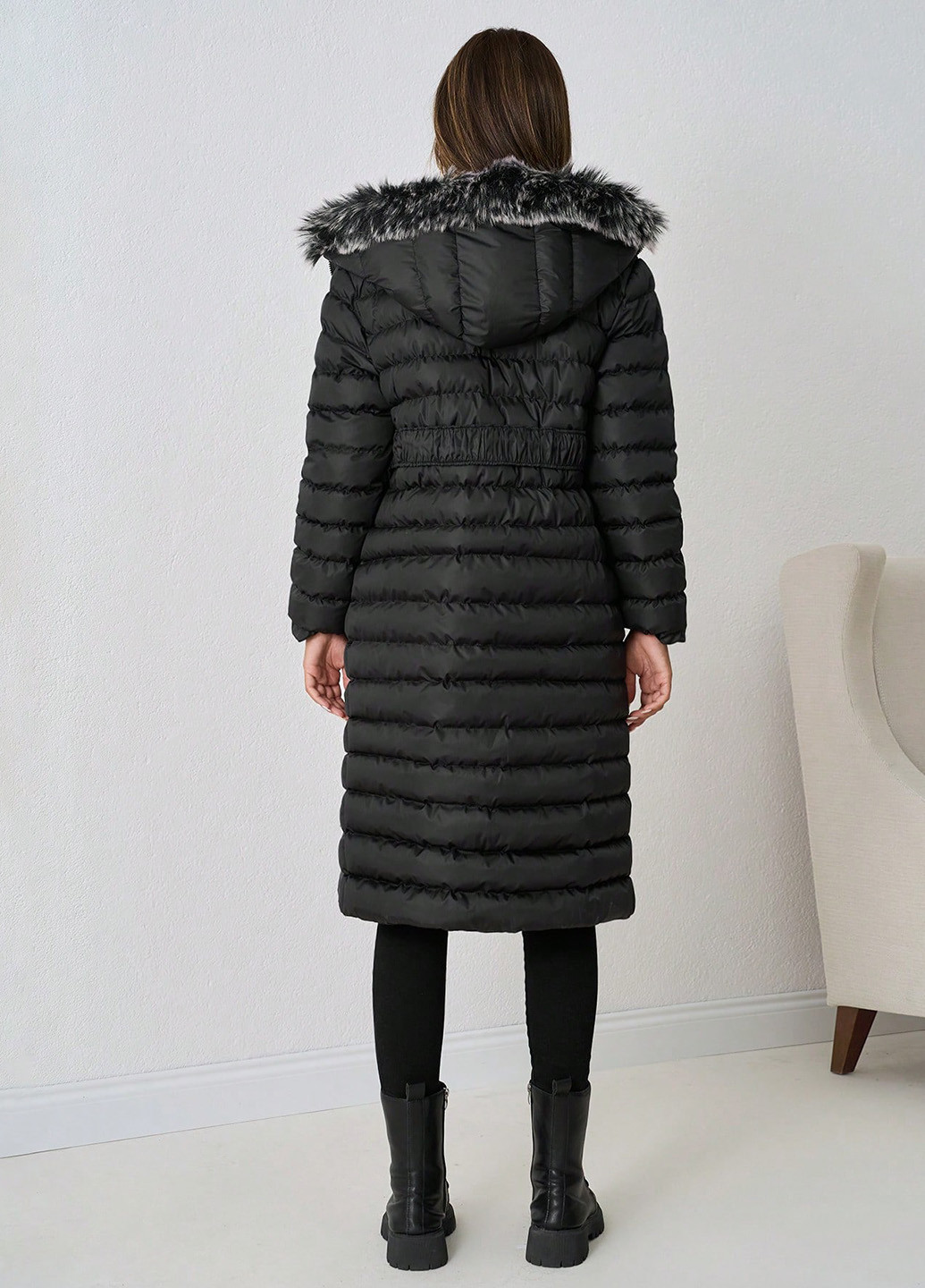 Черная зимняя куртка куртка-пальто SHEIN