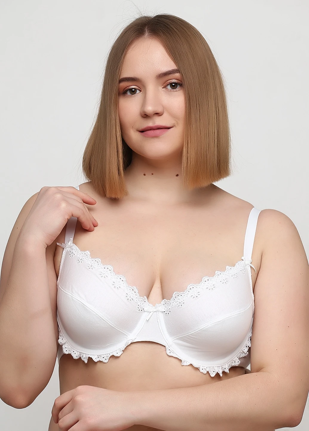 Белый балконет бюстгальтер Petite Fleur с косточками хлопок