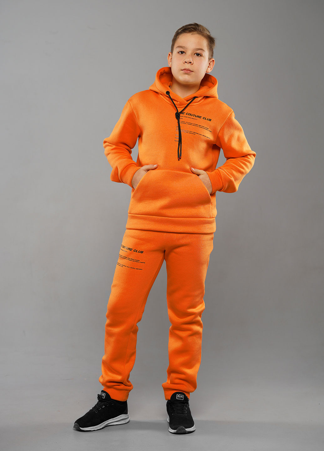 Оранжевый зимний зимний спортивный костюм трехнитка с начесом брючный Tiaren Лео