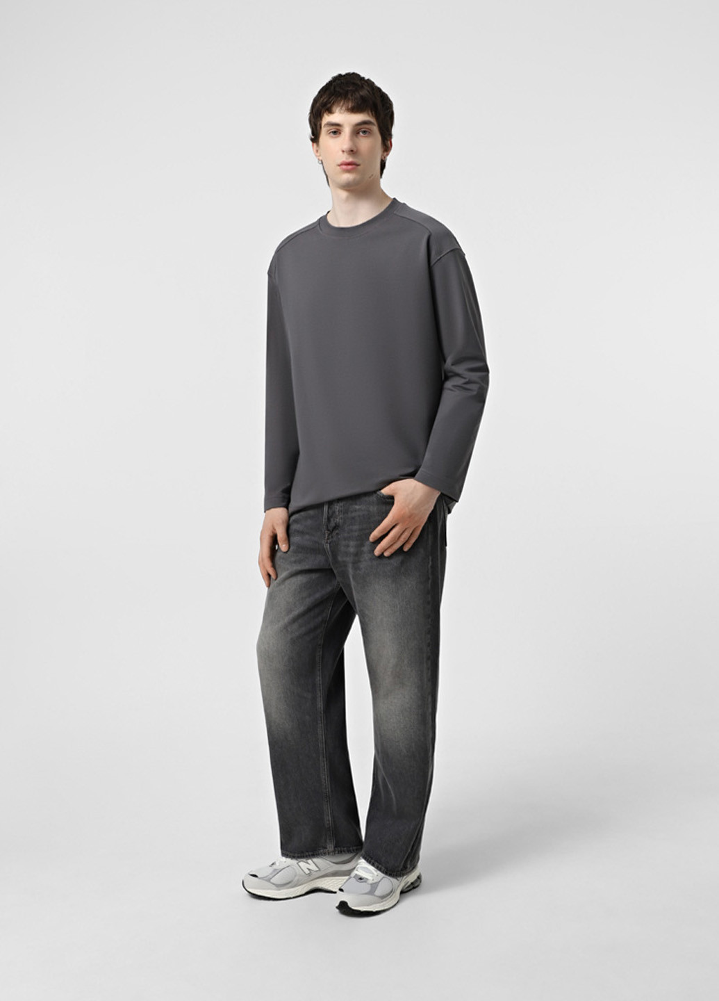 Лонгслів Promin однотонний темно-сірий кежуали бавовна