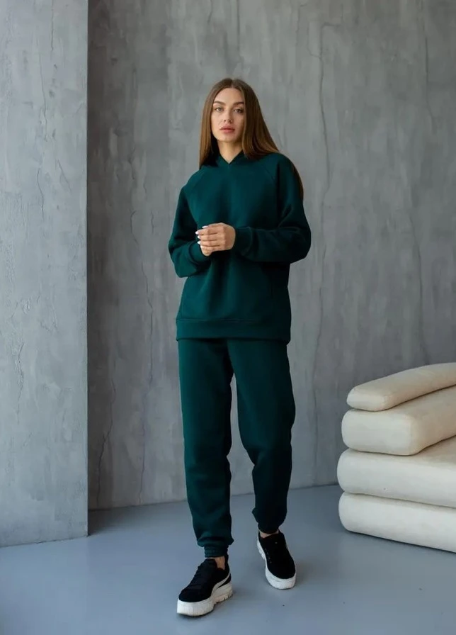 Женский спортивный костюм на флисе УКРАИНА не кошлатится XS S M L XL (42 44 46 48 50) теплый зимний ИЗУМРУДНЫЙ No Brand (254565553)