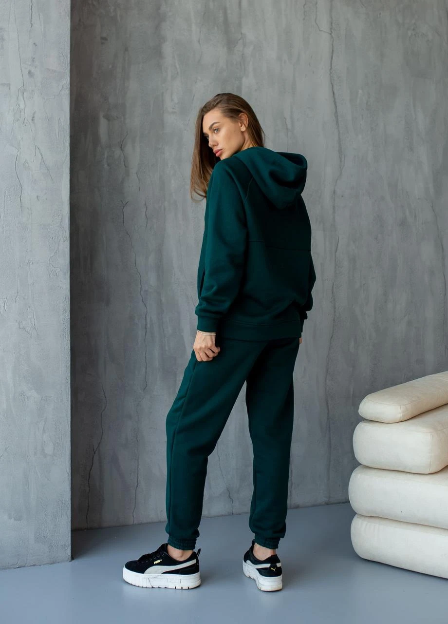 Женский спортивный костюм на флисе УКРАИНА не кошлатится XS S M L XL (42 44 46 48 50) теплый зимний ИЗУМРУДНЫЙ No Brand (254565553)