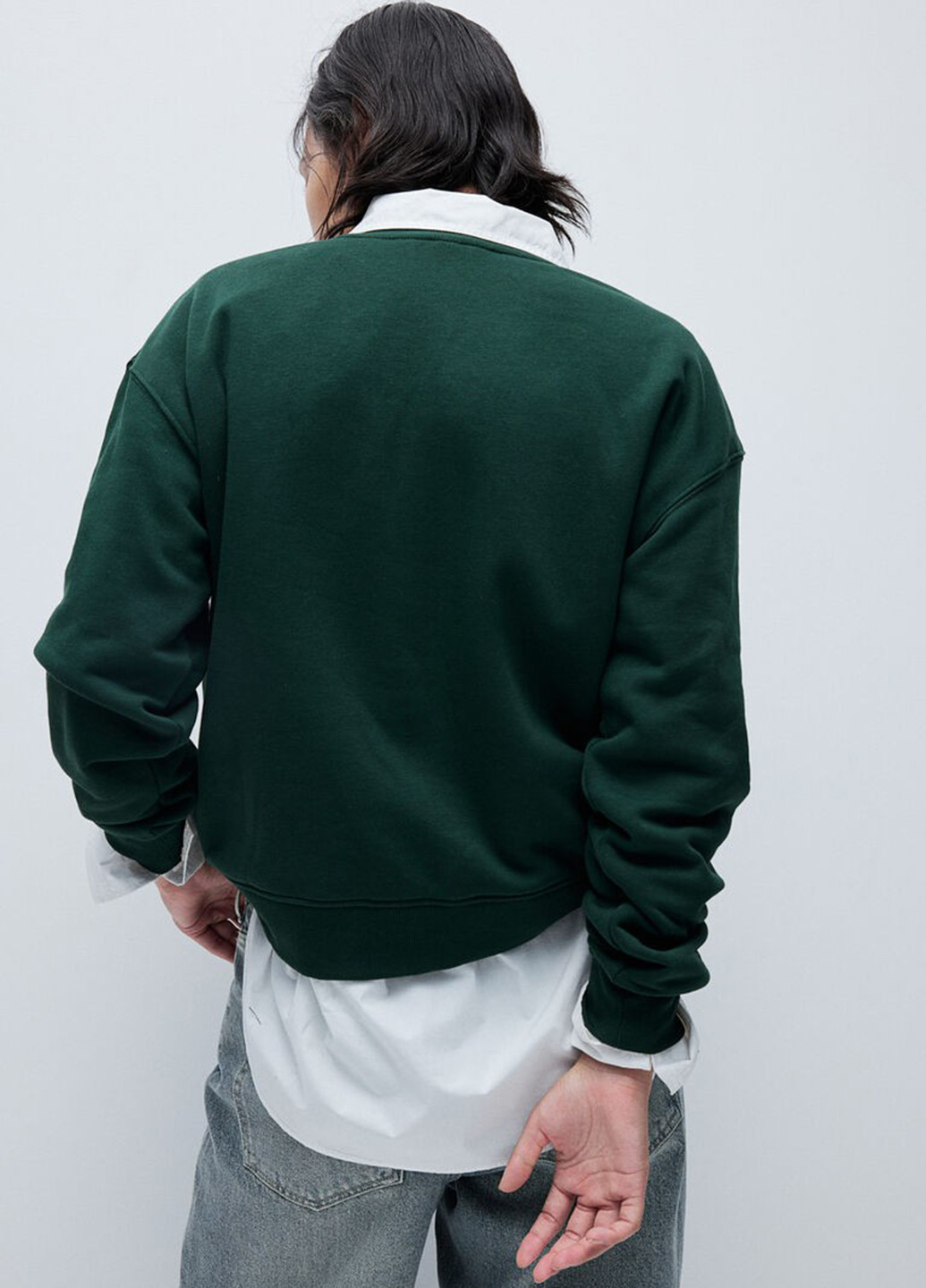 Зелений світшот H&M однотонний вишивка (358926395)