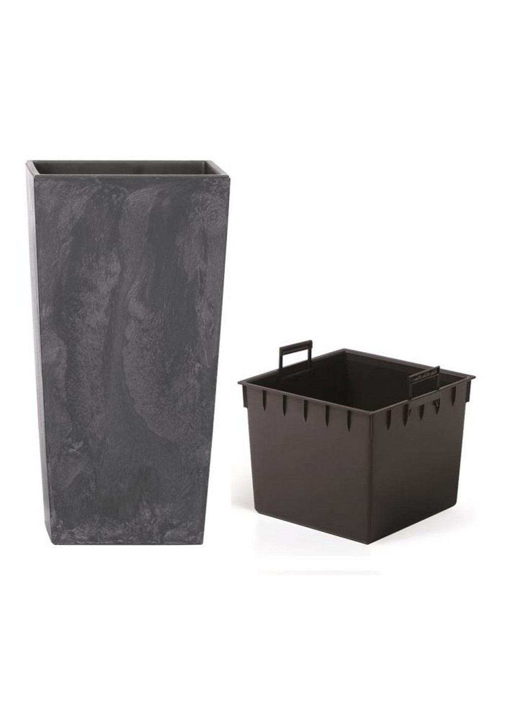Горщик для квітів URBI SQUARE EFFECT Н-42см квадратний з вкладишем антрацит мармуровий (66343-433) Prosperplast (218988542)