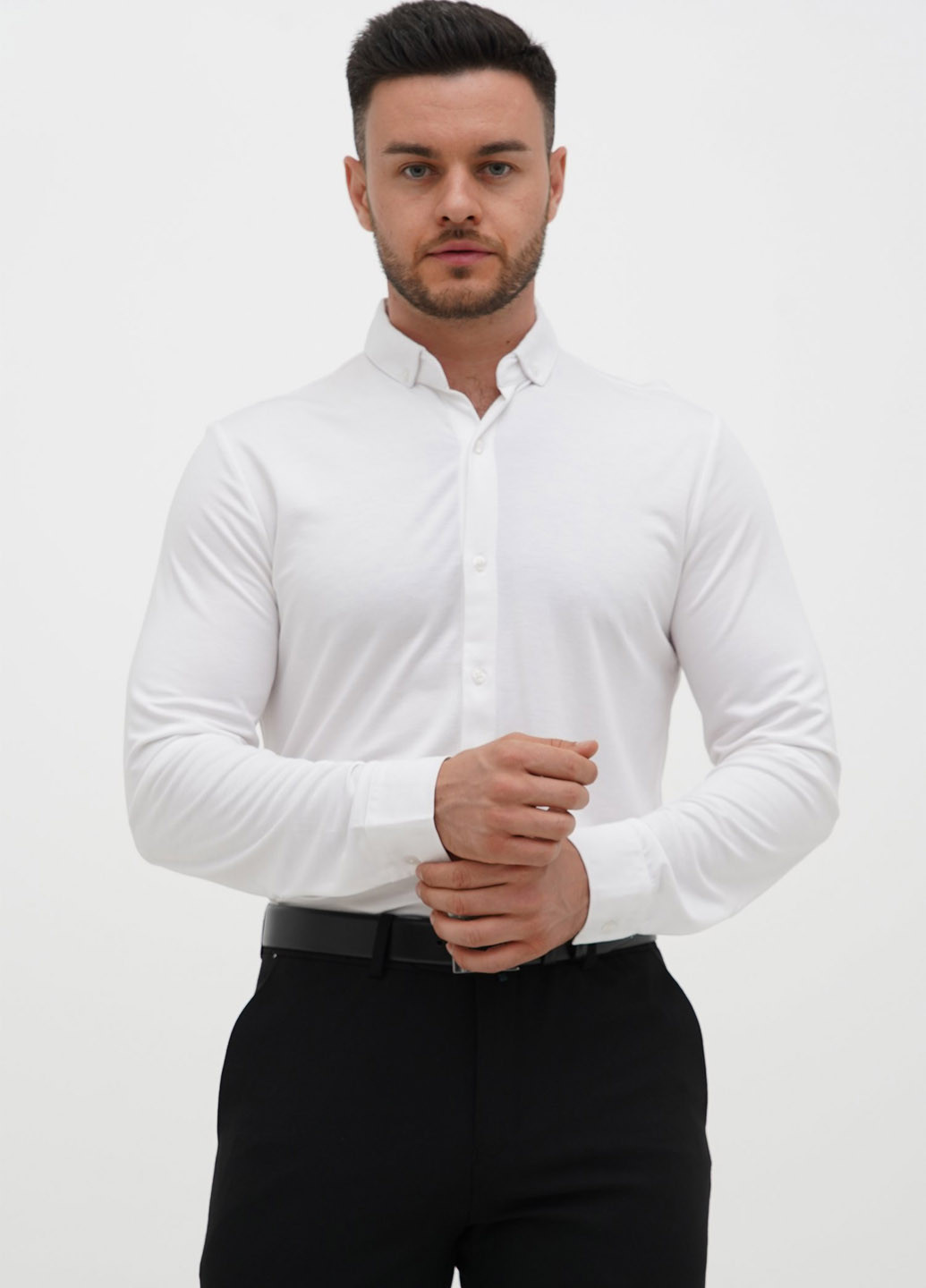 Белая классическая рубашка однотонная Trend Collection