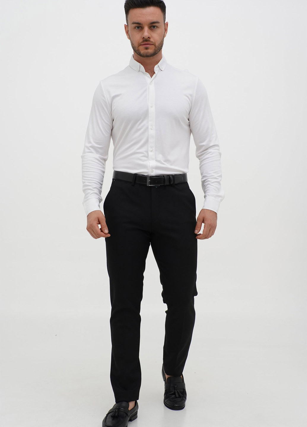 Белая классическая рубашка однотонная Trend Collection