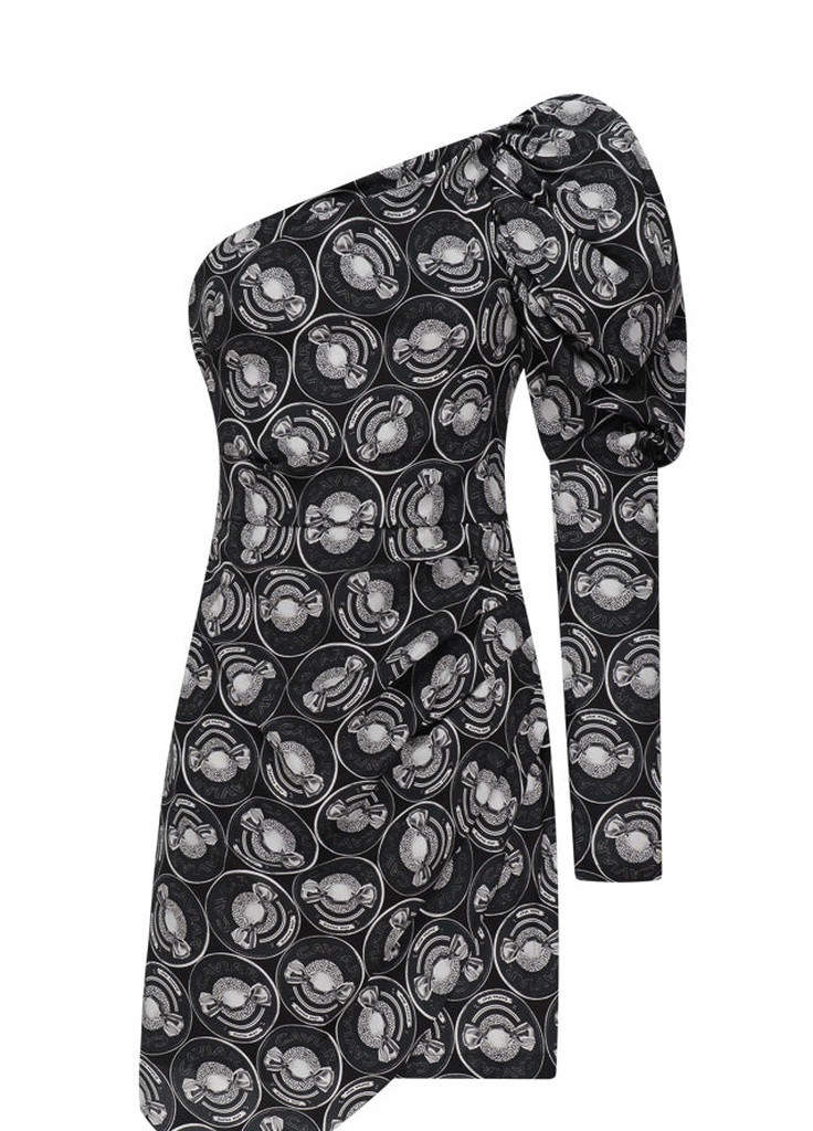 Темно-сіра коктейльна плаття Dafna May з орнаментом