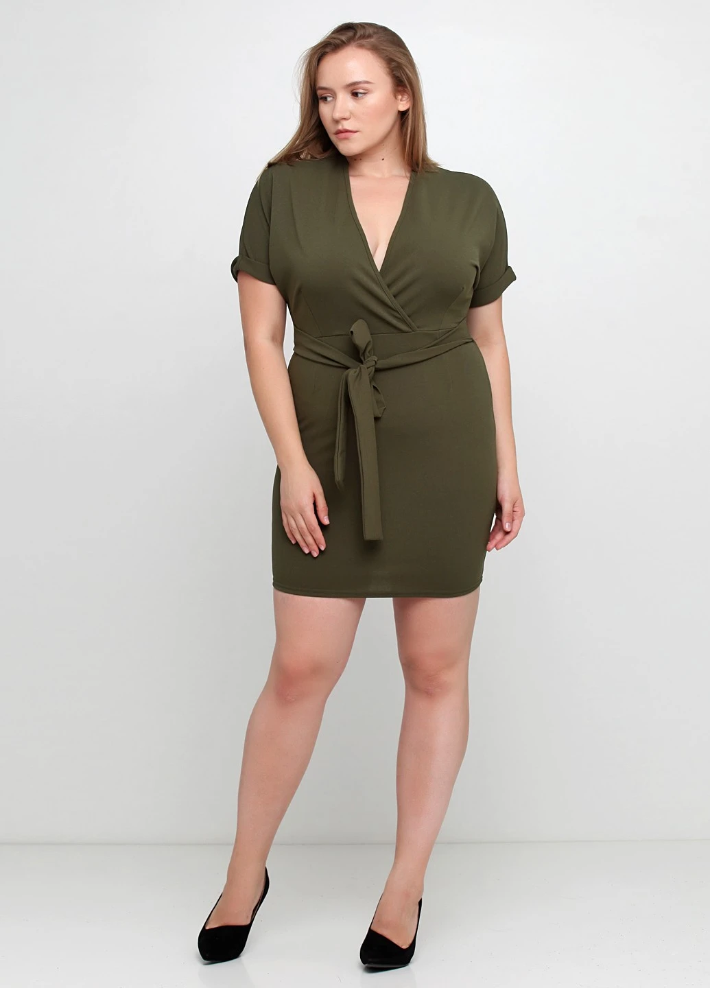 Оливковое (хаки) кэжуал платье Boohoo однотонное
