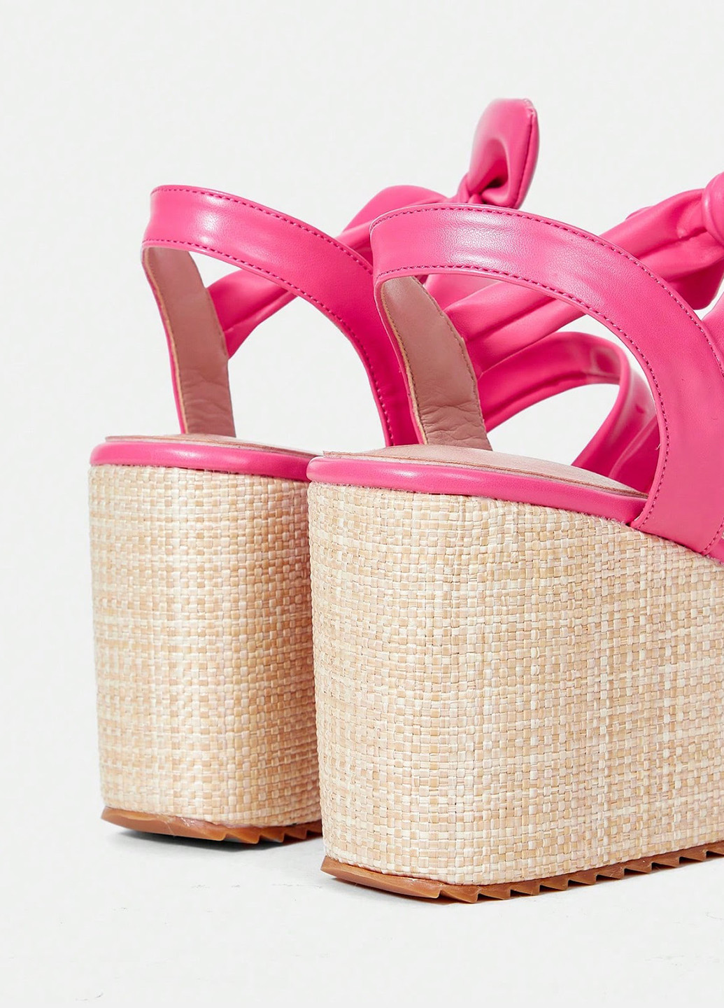 Розовые босоножки SHEIN без застежки с бантом