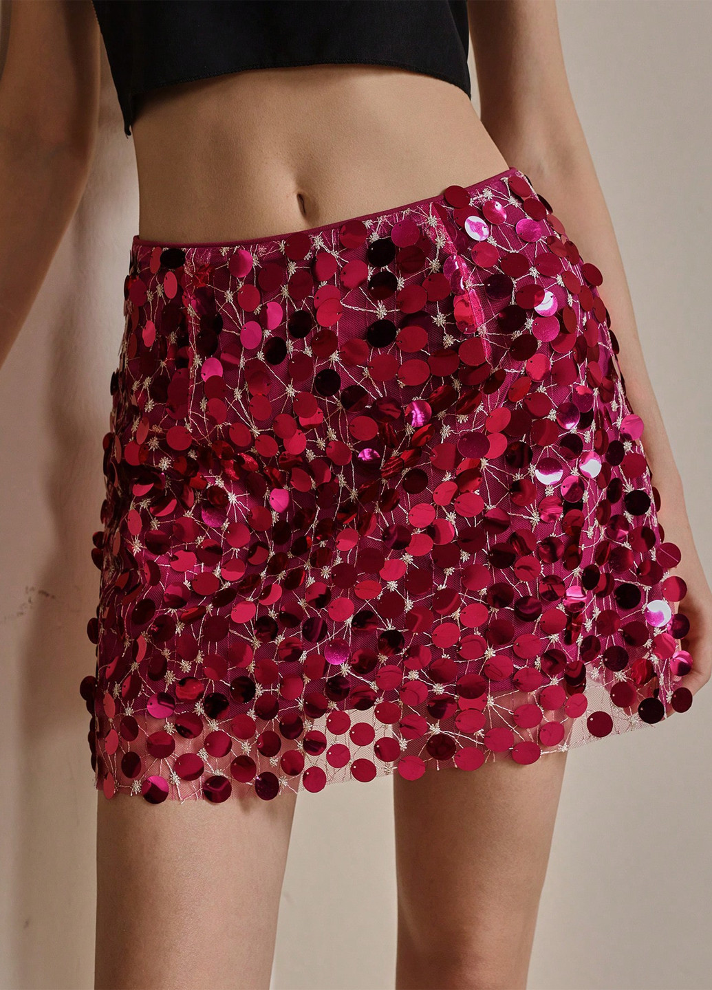 Фуксиновая коктейльный, вечерний однотонная юбка SHEIN а-силуэта (трапеция)