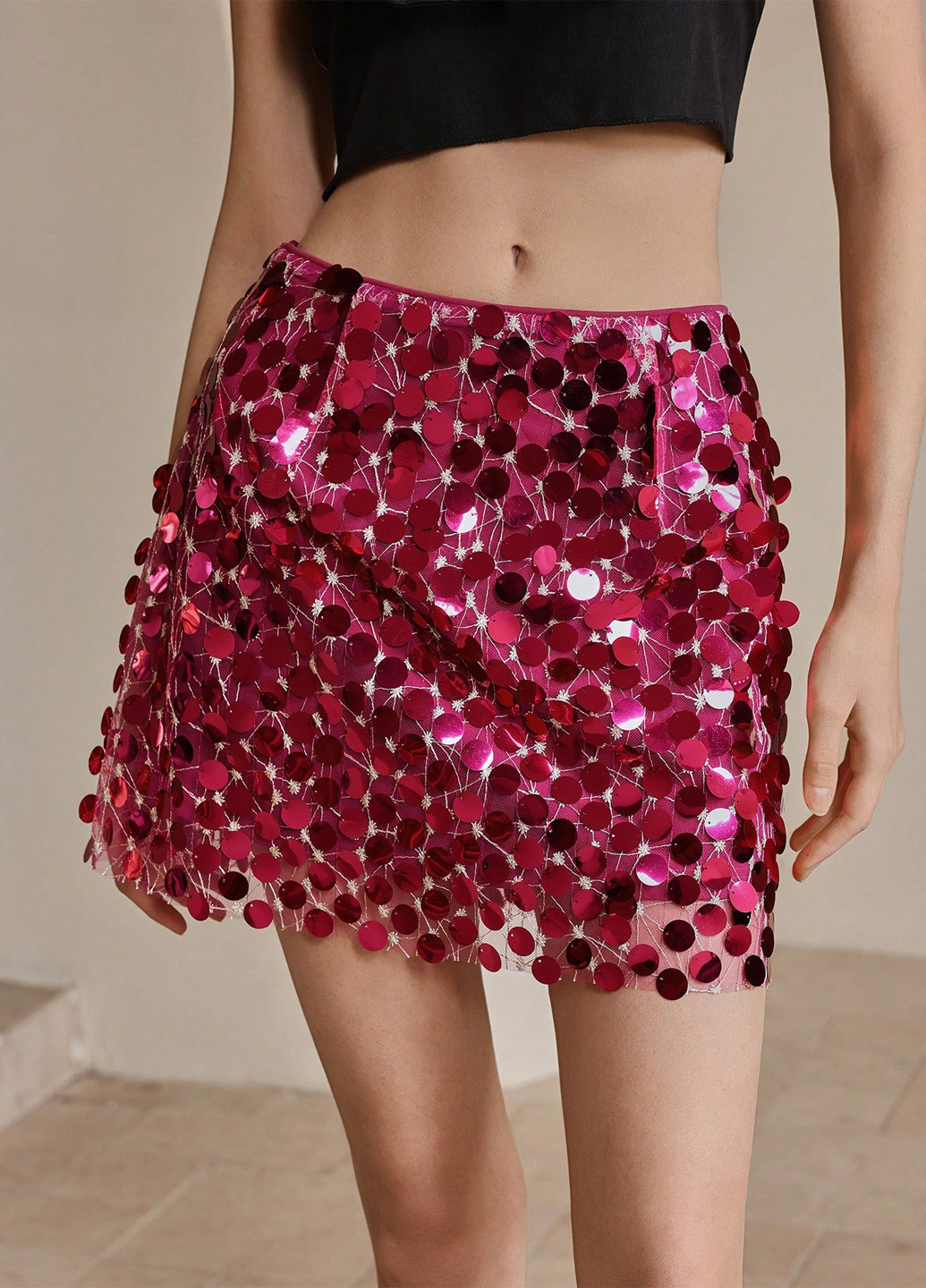 Фуксиновая коктейльный, вечерний однотонная юбка SHEIN а-силуэта (трапеция)