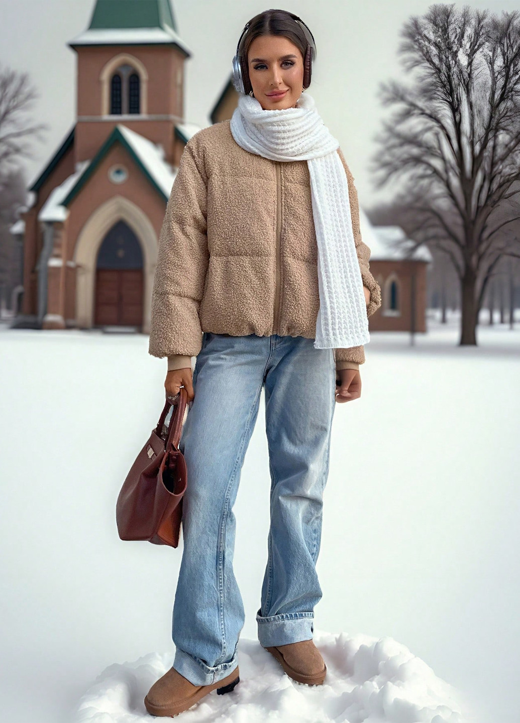 Темно-бежевая демисезонная куртка SHEIN