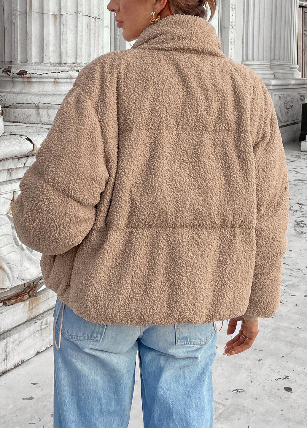 Темно-бежевая демисезонная куртка SHEIN