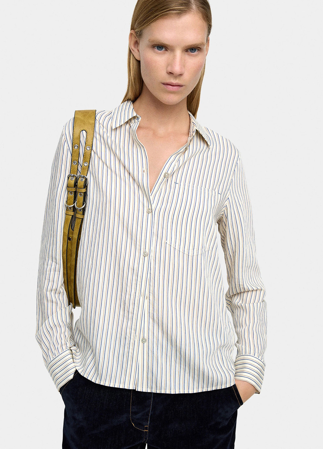 Белая кэжуал рубашка в полоску Parfois