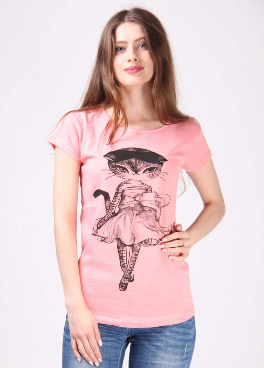 Бледно-розовая летняя футболка Poncik