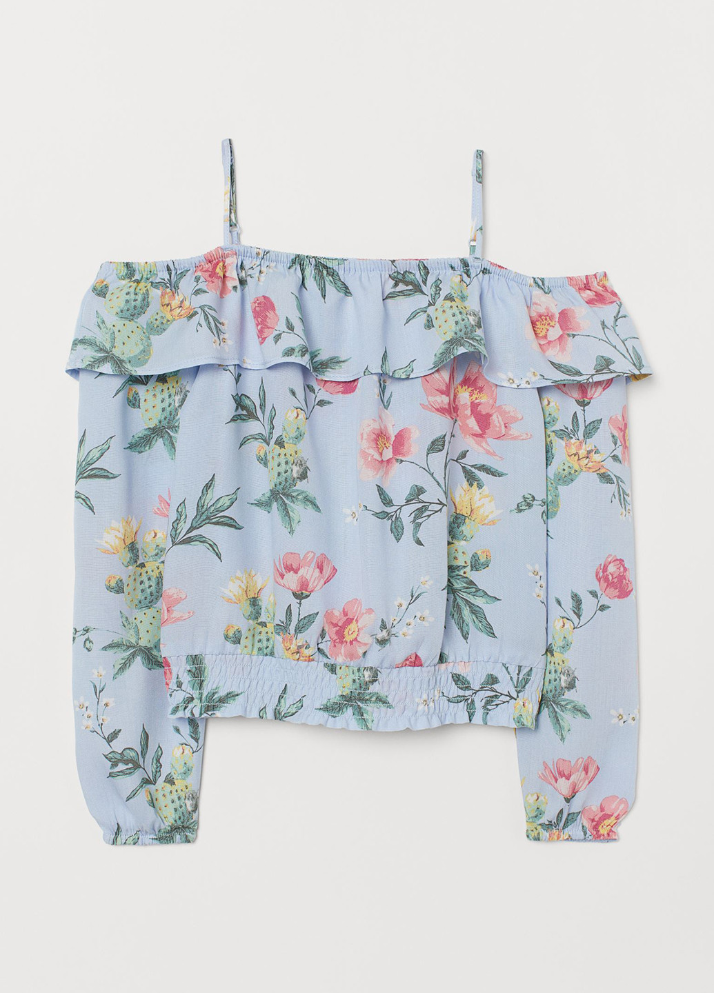 Голубая цветочной расцветки блузка H&M демисезонная