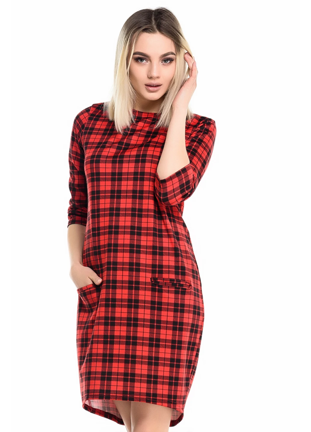 Красное кэжуал платье Issa в клетку