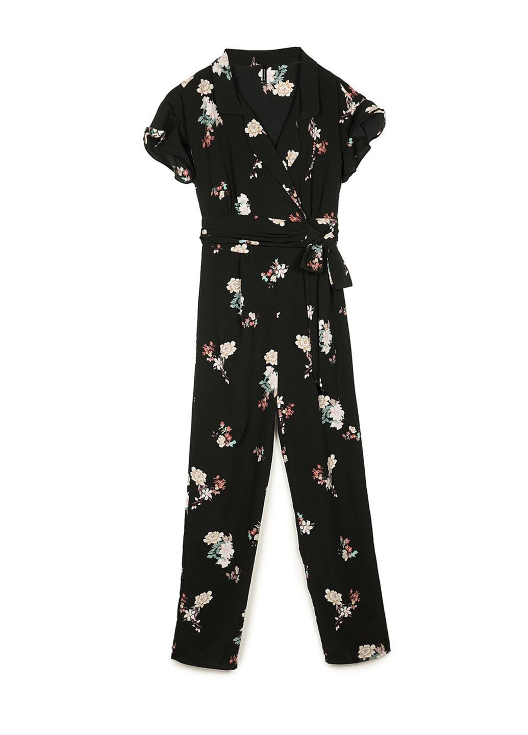 Комбинезон Stradivarius комбинезон-брюки цветочный тёмно-синий кэжуал